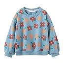 Mud Kingdom Boutique Little Girls Sweatshirts Crewneck Cotton Sunflower Floral Blue Size 6
