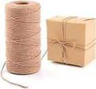 Natural Jute Twine, 328 Feet Twine String, Brown String Jute Rope for DIY Art Crafts, Gardening, Gift Wrapping, Packing Materials, Butcher Baking Cooking String, Wedding Decor Supply (Nature Brown)