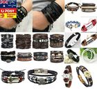 Mens Leather Bracelet Men's Bracelet  Rope Adjustable Wristband Multi-style