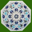 Inlaid with Multicolor Stone Balcony Table Octagon Shape Marble Coffee Table Top