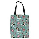 Dreaweet Beagle Flower Cotton Reusable Canvas Tote Shopping Grocery Bag
