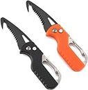 BISONBERG 2 Pack Mini Folding Keychain Knife with Box/Seatbelt Cutter - Portable Rescue Knife, Orange and Black, 4.3 Inch