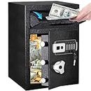 Sapital 2.6 Cub Safe Deposit Box for Home, Safe with Drop Slot, Drop Box with Lock, Money Box, Cash Safe, Cash Box with Combination Lock, Safe for Money, Drop Safe for Business