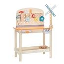 Amazon Basics Wooden Play Toy Tool Set and Workbench for Toddlers, Preschoolers, Children Age 3+ Years, Multicolor