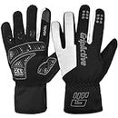 GripActive Winter Cycling Gloves Waterproof Windproof BMX Anti-Slip with Reflective Sticker (XL, White/Black)