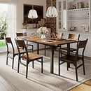 iPormis 7 Pieces Dining Table & Chairs Set for 4-8, 63" Extendable Kitchen Table and 6 Chairs, Dining Room Table with Metal Frame & MDF Board, Perfect for Small Space, Easy Clean, Walnut
