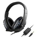 LAPOOH 3.5mm Wired Gaming Headphones Over Ear Game Headset Noise Canceling Earphone with Microphone Volume Control for PC Laptop Smart Phone