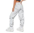 LZLRUN Reflective Pants Women Running Dance Cycling Fluorescent Trousers (M) Grey
