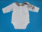 $145 Burberry London Baby  White  Check Bodysuit One Piece Size 1M NWT