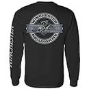 Winchester Official - Legend Collection - Rider Crest Banner Garment Dyed Long Sleeve 100% Cotton T-Shirt for Men, Vintage Black, 3X-Large