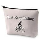 BLUPARK Bike Rider Gift For Her Just Keep Riding Cosmetic Bag Bicycle Gift for Cycling Mom, Keep Riding Bike