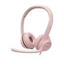 Logitech H390 Wired Headset for PC/Laptop, Stereo Headphones with Noise Cancelling Mic, USB-A, in-Line Controller, Works with Chromebook - Pink