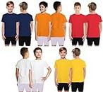 Silluu Kids Plain Cotton Regular Fit Round Neck Short Sleeve Multicoloured Summer Combo T-Shirt for Boys (Pack of 5) Navy Orange Red White Yellow 2-3 Years