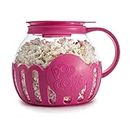 Ecolution Patented Micro-Pop Microwave Popcorn Popper with Temperature Safe Glass, 3-in-1 Lid Measures Kernels and Melts Butter, Made Without BPA, Dishwasher Safe, 3-Quart, Pink