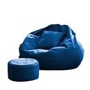 RELAX BEAN BAG'S 2XL Royal Blue Bean Bag Cover Set with Cushion and Footrest (Without Filling) Comfortable Leatherette Bean Bag Chair for Teens Kids and Adults for Livingroom Bedroom and Gaming Room.