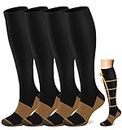ACTINPUT Copper Compression Socks Men Women Circulation 4 Pairs-Best Support for Nurses,Running,Cycling