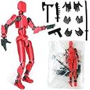 T13 Action Figure, Titan 13 Robot Action Figure,3D Printed with Full Articulation for Stop Motion Animation,Multi-Jointed Movable, Multiple Accessories,Desk Decoration(Assembly Completed) (red)