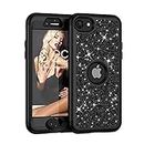 Asuwish Phone Case for iPhone 6 6s Cell Cover Hybrid Rugged Bling Glitter Hard Heavy Duty Slim Accessories iPhone6 Six i6 S iPhone6s iPhine6s iPhones6s i Phone6s Phone6 6a S6 Women Girls Black