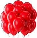 GRAND SHOP Premium Latex Balloons Solid Color 100 Pcs Pack (Red)