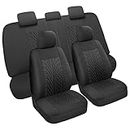 VarCozy Car Seat Covers Full Set, Front Seat Covers and Split Rear Bench Seat Covers for Car, Universal Cloth Seat Covers for SUV, Sedan, Van, Automotive Interior Covers, Airbag Compatible, Black