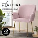 Artiss Kynsee Dining Chairs Armchair Cafe Chair Upholstered Velvet Set of 2 Pink