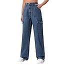MK Jeans Wide Leg Six Pocket Flap Pocket Cargo Jeans | Size-30 Navy Blue