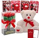 C15 Valentine Gift Set; Milk Chocolate Roses with Cute Teddy Bear Set; Valentines Day Gifts with Valentine Bag and tag