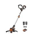 Worx WG163E.1 20V 30cm Cordless Line Trimmer with One Battery and Charger - Lightweight Grass Trimmer with Instant Conversion to Wheeled Edger, CommandFeed Technology, and PowerShare System