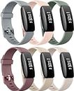 Pack 6 Bracelets Compatible avec Fitbit Inspire 2 Bracelet pour homme femme, Bracelet rechange réglables en silicone souple pour Fitbit Inspire 2 Tracker (Pack D)