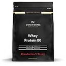 THE PROTEIN WORKS Whey Protéine 80 (Concentré) | 82% de protéines | Shake à faible teneur en sucre et à forte teneur en protéines | Fraises à la Crème | 500g