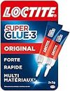 Loctite Super Glue-3 Original, colle forte et résistante de haute qualité, colle liquide tous matériaux, colle transparente à séchage rapide, 2 tubes 3 g