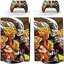 WALLTON PS5 Skin Protective Wrap Cover Vinyl Sticker Decals for Playstation 5 Disk Version Console and Two Dual Sense 5 Sticker Skins Black PS5 Skin Console and Controller [Video Game](Dragon Ball Z)