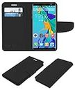 ACM Leather Flip Wallet Front & Back Case Compatible with Leoie 5.0inch Smartphone 4g Mobile Cover Black