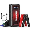 DBPOWER Jump Starter 2500A Peak 74Wh Portable Car Jump Starter (Up to 10L Gas/8L Diesel Engine) 12V Auto Battery Booster Pack with Smart Clamp Cables, Quick Charger, LED Light Jump Box