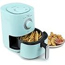 Nostalgia Personal Air Fryer 1-Quart, Compact Space Saving, Adjustable 30 Minute Timer and Temperature Up To 400℉, Non-Stick Dishwasher Safe Basket, Portion Control, Aqua