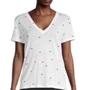 RAILS Cara Kisses Burnout Short-Sleeve Linen Blend White T-Shirt Size Medium