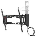 Barkan 19-80 inch Tilt TV Wall Mount with Integrated HDTV Indoor Antenna, for All Wall Types, Flat/Curved Screen Bracket, Holds up to 50kg, Auto Lock Patented, Fits LED OLED LCD