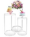 GALAGLAM Clear Cylinder Pedestal Stands 3 Pcs Round Pedestal Display Plinth Pillars Decor Backdrop for Dessert Table at Party, Birthday, Wedding, Baby Shower, and Event Decoration
