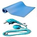Sky ESD Mat Pad Earthing Sheet With 3 pin Grounding Plug 1.5 meter Wire length for Grounding Human body volatge Removing Electrostatic charge from human Body size (12x12 inch)