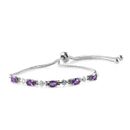 Natural Amethyst Bolo Bracelet for Women Adjustable Slider Chain Ct 2.2 Gifts