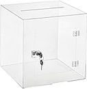 Transparent Acrylic Donation Box Daan Patra Visiting Card Drop Box Ballot Box Durable with key facility for Charity & Suggestion Collection (10 x10x 10inch)