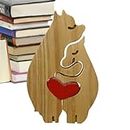 Wooden Family Puzzle Bears Statue | Wooden Bear Art Sculptures Heart Puzzle,Desktop Heart Puzzle Wooden Bear Family Home Decoration for Bedroom, Party, Kitchen Suphyee