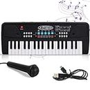 NHR Portable Piano Keyboard | Piano for Kids with Microphone DC Power Mode | Portable Electronic Keyboard for Beginners, Musical Toys, Pianos for Girls & Boys Age 3-12 Years (37 Key, Black)