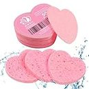 50-Count Heart Shape Compressed Facial Sponges, 100% Natural Cosmetic Spa Sponges for Facial Cleansing for Daily Facial Cleansing, Exfoliating Mask, Makeup Remover. Ideal for Home and Travel.