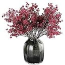 JAKY Global Babys Breath Fabric Cloth Artificial Flowers 6 Bundle European Fake Silk Plants Decor Wedding Party Decoration Bouquets Real Touch DIY Home Garden (Wine Red-6pcs)