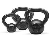 Yes4All Solid Smooth Powder Coated Cast Iron Kettlebell weight Set of Weight 5+10+15lbs