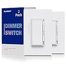 ELEGRP Digital Dimmer Light Switch for 300W Dimmable LED/CFL Lights and 600W Incandescent/Halogen, Single Pole/3-Way LED Slide Dimmer Light Switch, Wall Plate Included, UL Listed, 2 Pack, Matte White