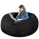 Oversized Bean Bag Chair Cover for Adults,Living Room Furniture Soft Washable Microfiber Kids Bean Bag Chair Cover,Lazy Sofa Bed Cover PV Velvet Bean Bag Cover (No Chair) (Black, 5FT 130 * 66cm)