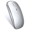 Bluetooth Mouse, Rechargeable Wireless Mouse Compatible with MacBook Pro/Air/iPad/Laptop/PC/Mac/Tablet/Computer, Silver