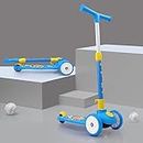 NHR Smart Kick Scooter for Kids, 3 Adjustable Height Scooter, Foldable & Attractive PVC Wheels with Rare Brakes for Kids Age Upto 3+ Years (40 kg, Blue)
